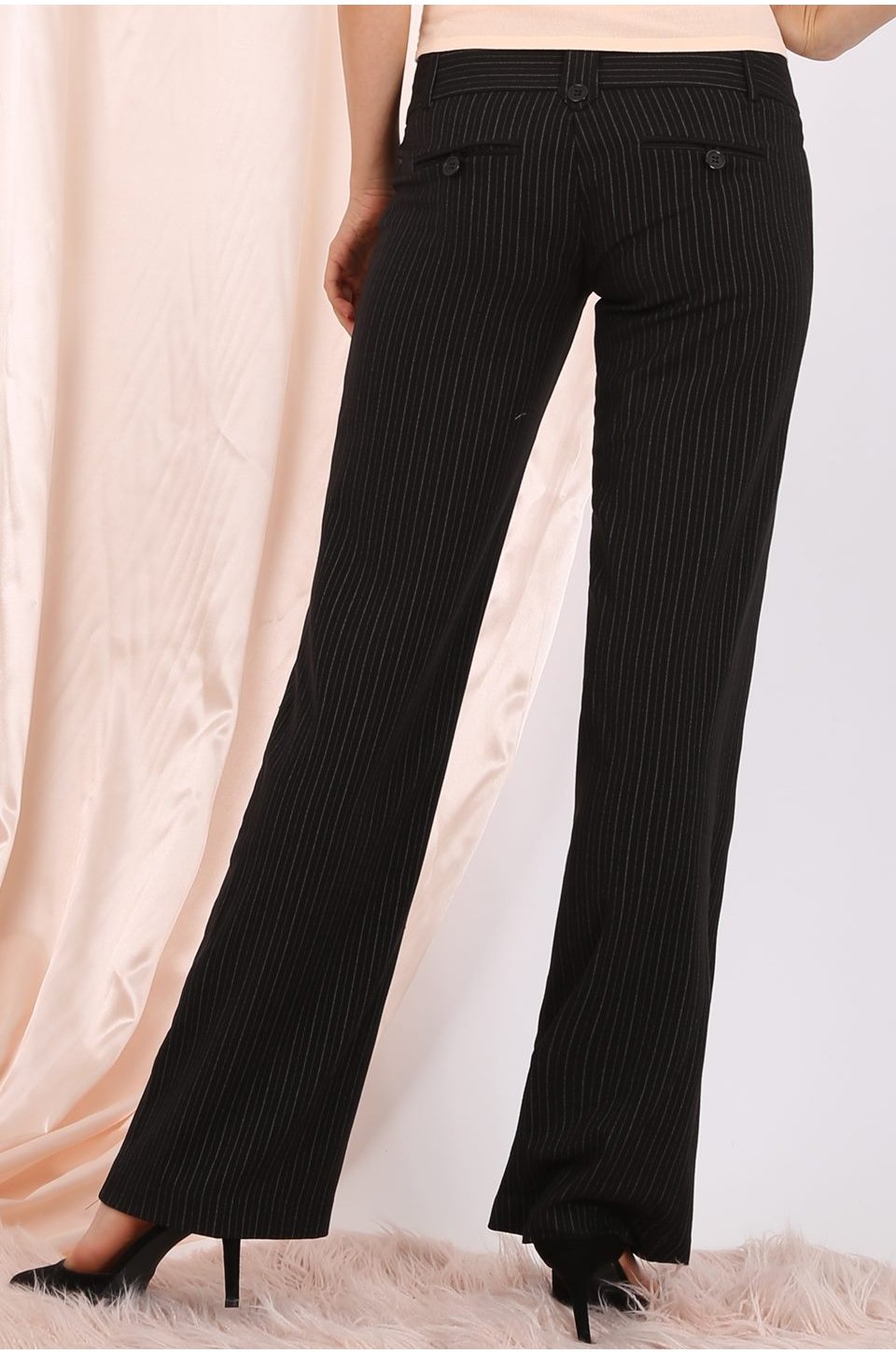 womens black and white pinstripe pants