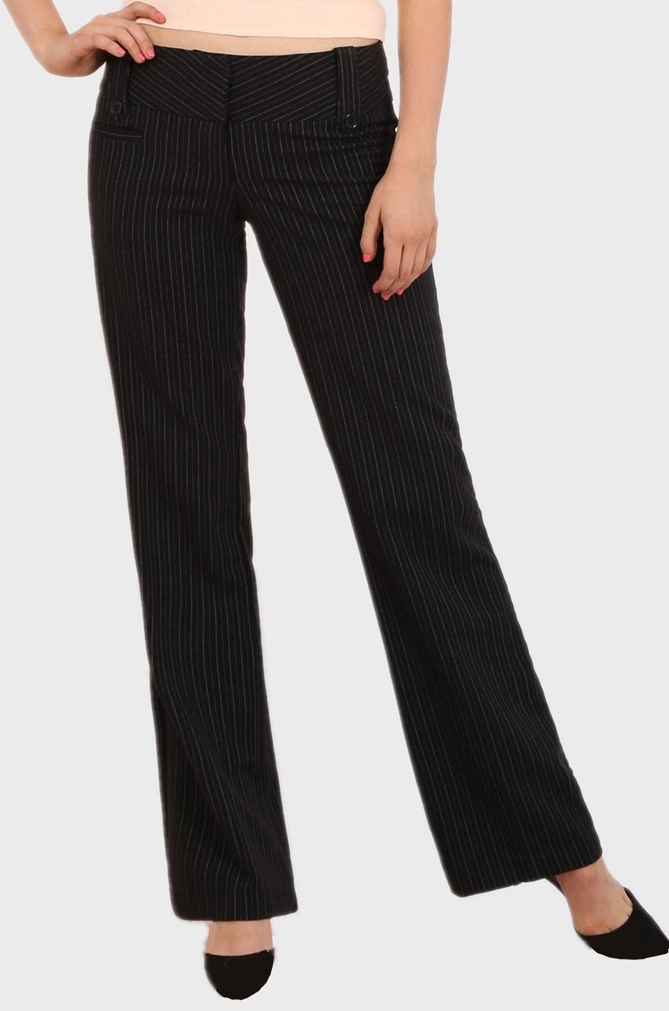 Dakota pinstripe pants in black