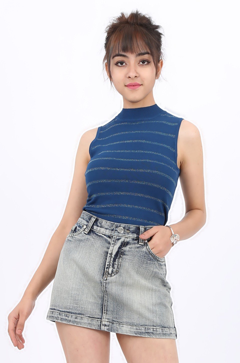 denim mini skirt in blue wash